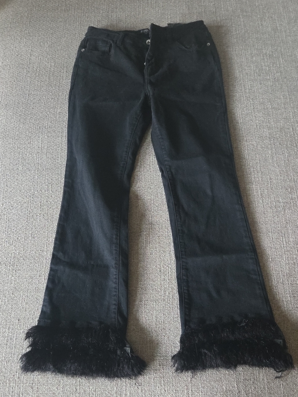 Buffalo David Bitton Black Flare Jeans with Faux Fur Trim